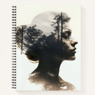 Woman Forest Double Exposure Notebook