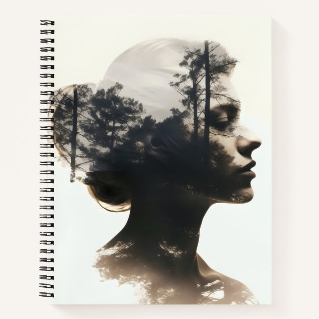 Woman Forest Double Exposure Notebook (Front)