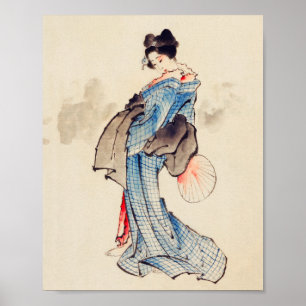 Woman Full-Length Portrait by Katsushika Hokusai Poster