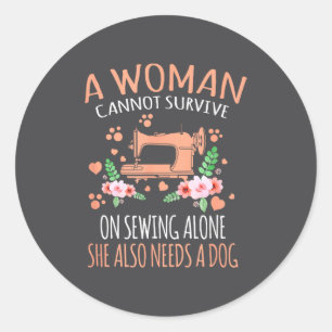 Woman Funny Sewing Quote  Classic Round Sticker