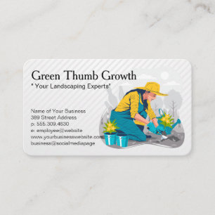 Woman Gardening Planting Flowers Business Card