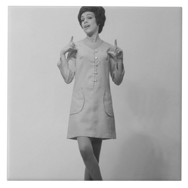 Woman Gesturing Ceramic Tile (Front)