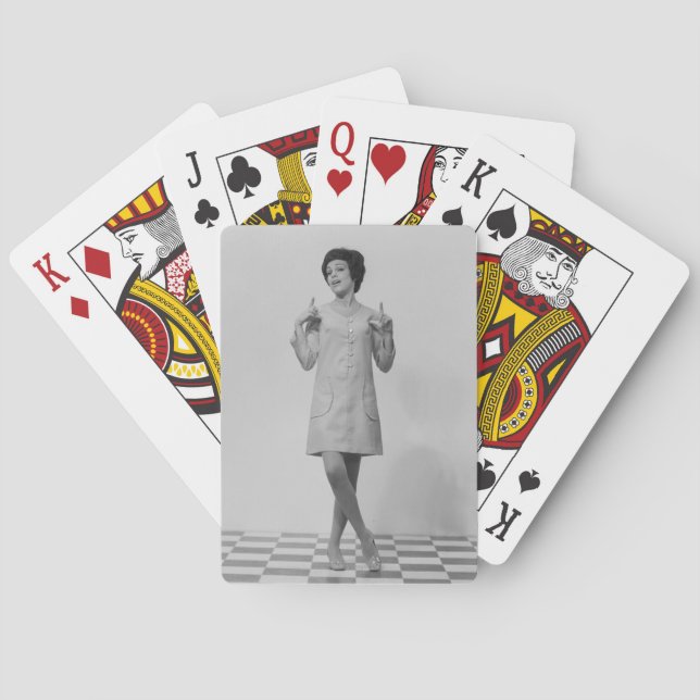 Woman Gesturing Playing Cards (Back)