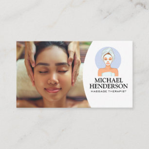 Woman Getting Head Massage   Spa Day Business Card