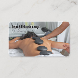 Woman Getting Hot Stone Massage at Spa Business Card