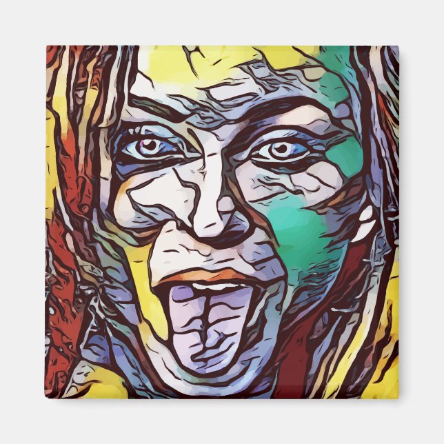 Woman Girl Graffiti Paint Art Face Eye Coloured Magnet (Front)