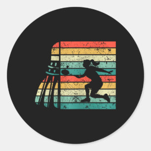 Woman Girls Racket Female Shuttle Athlete Badminto Classic Round Sticker