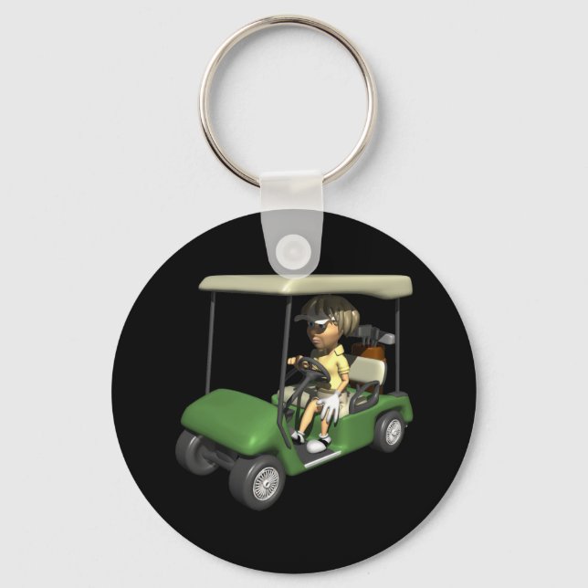 Woman Golfer Cart Key Ring (Front)