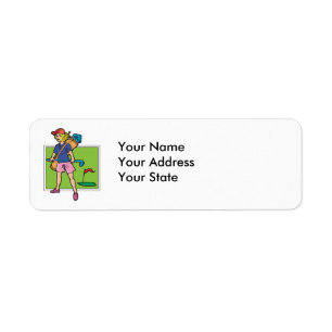 woman golfer graphic return address label