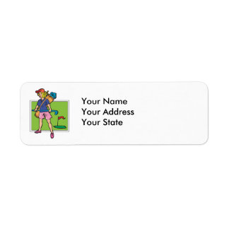 woman golfer graphic return address label