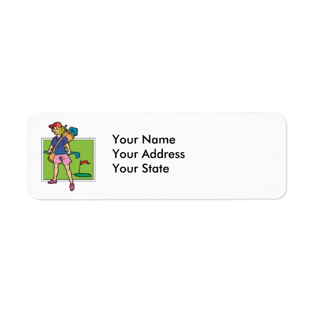 woman golfer graphic return address label (Front)