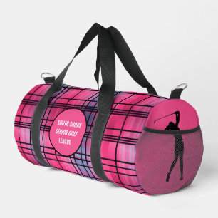 Woman Golfer "Hot PInk" Plaid Duffle Bag
