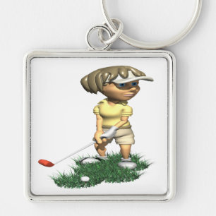 Woman Golfer Key Ring