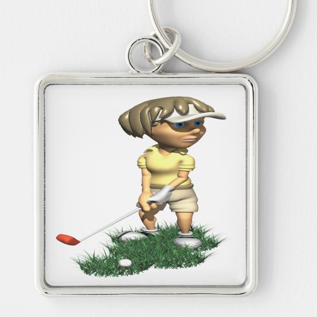 Woman Golfer Key Ring (Front)