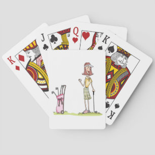 Woman Golfer Playing Cards