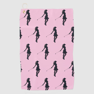 Woman Golfer Silhouette Golf Towel