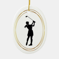 Woman Golfer Silhouette Ornament