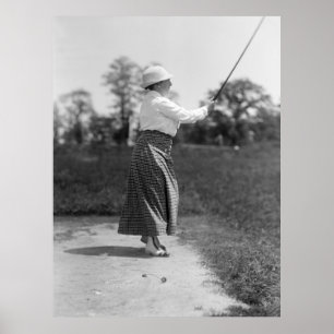 Woman Golfing Vintage Fashion, 1910s Poster