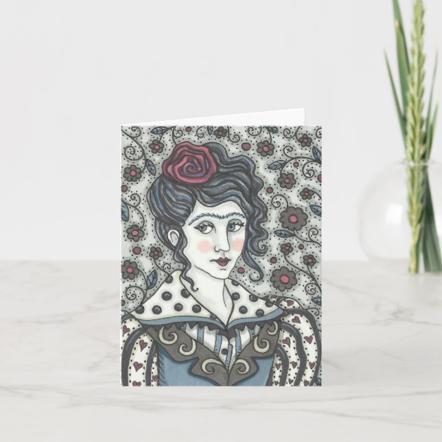 WOMAN, GOTHIC PORTRAIT NOTE CARD Blank (Front)