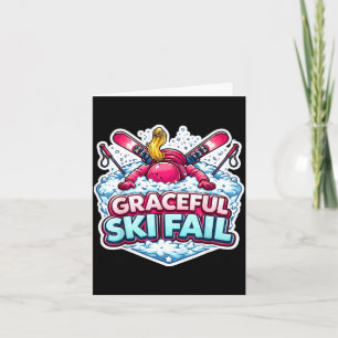 Woman graceful ski fail funny newbie skier card