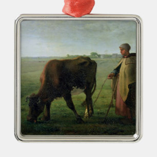 Woman Grazing her Cow, 1858 Metal Tree Decoration