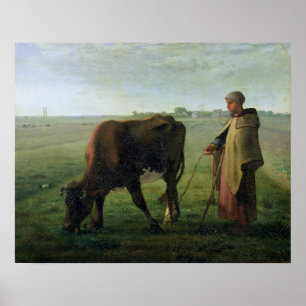 Woman Grazing her Cow, 1858 Poster