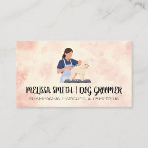 Woman Groomer Cutting Dogs Hair Business Card