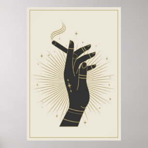 Woman hand is holding cigarette poster