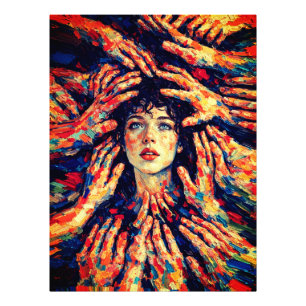 Woman Hands Covering Face Intense Emotional Photo Print