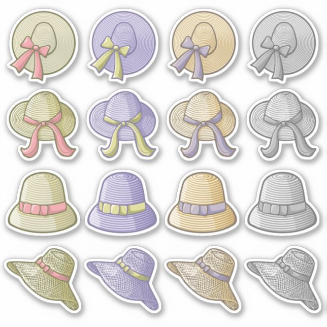 Woman Hat Icons Sticker Set (Front)