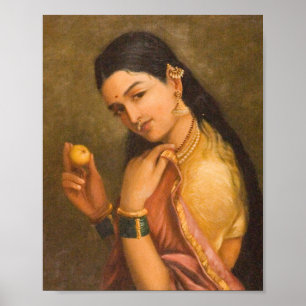 Woman Holding A Fruit By Raja Ravi Varma Poster