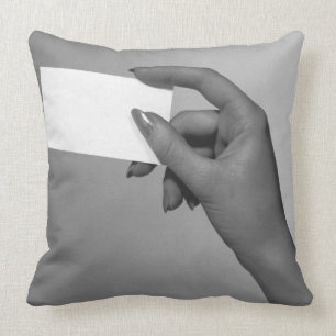 Woman Holding Card Cushion