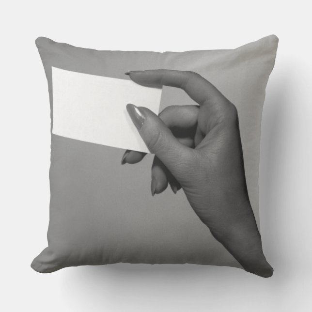 Woman Holding Card Cushion (Front)