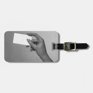Woman Holding Card Luggage Tag