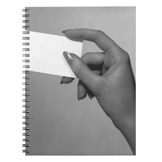Woman Holding Card Notebook (Front)
