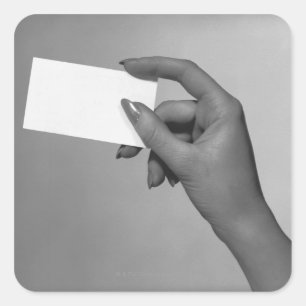 Woman Holding Card Square Sticker