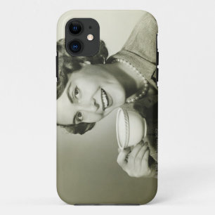 Woman Holding Cups iPhone 11 Case