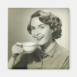 Woman Holding Cups Magnet