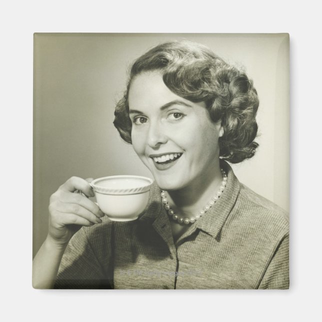 Woman Holding Cups Magnet (Front)