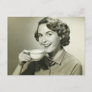Woman Holding Cups Postcard