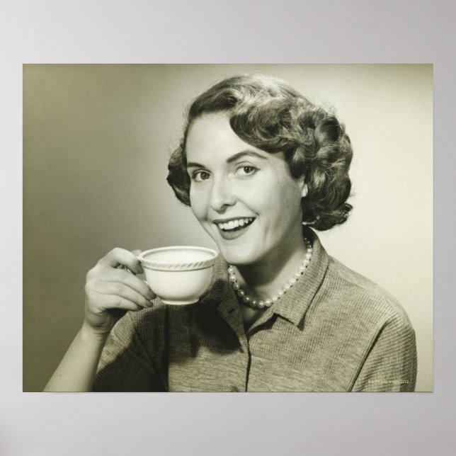 Woman Holding Cups Poster (Front)