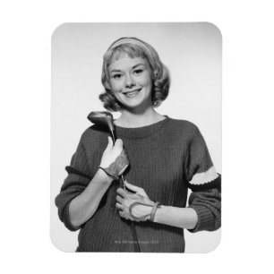 Woman Holding Golf Club Magnet