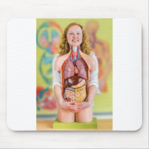 Woman holding human body with internal organs.JPG Mouse Pad