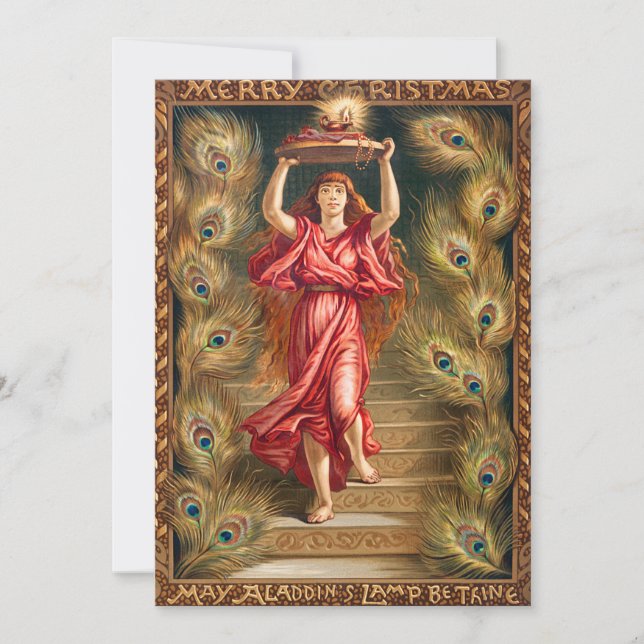 Woman holding lamp with flame from Aladdin's Lamp Holiday Card (Front)