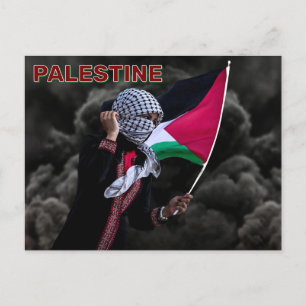 Woman Holding Palestinian Flag Postcard