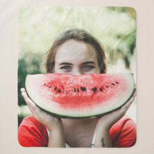 Woman holding sliced watermelon sherpa blanket