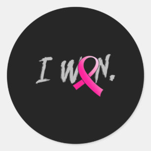 Woman I Won Breast Cancer Awareness Pink Ribbon Su Classic Round Sticker