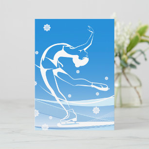 Woman Ice Skating Sport Illustration Invitation