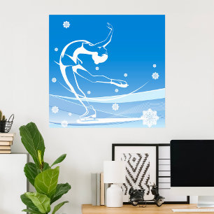 Woman Ice Skating Sport Illustration Poster