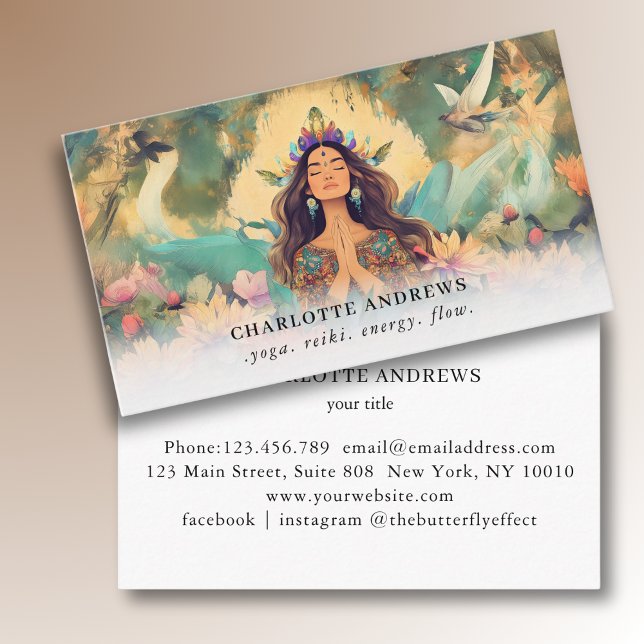 Woman Illustration Energy Healer Reiki Spirituel  Business Card (Woman Illustration Energy Healer Reiki Spirituel Business Card)